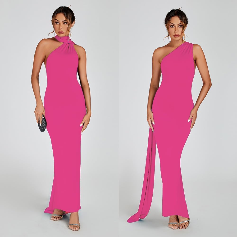 Women Sexy Backless Dress Bodycon Sleeveless Open Back Maxi Dress Formal Cocktail Wedding Guest