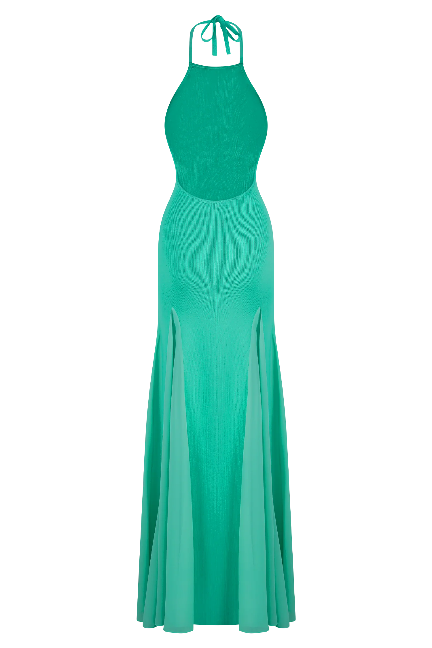 Soleil Knit And Mesh Halter Maxi Dress Lagoon