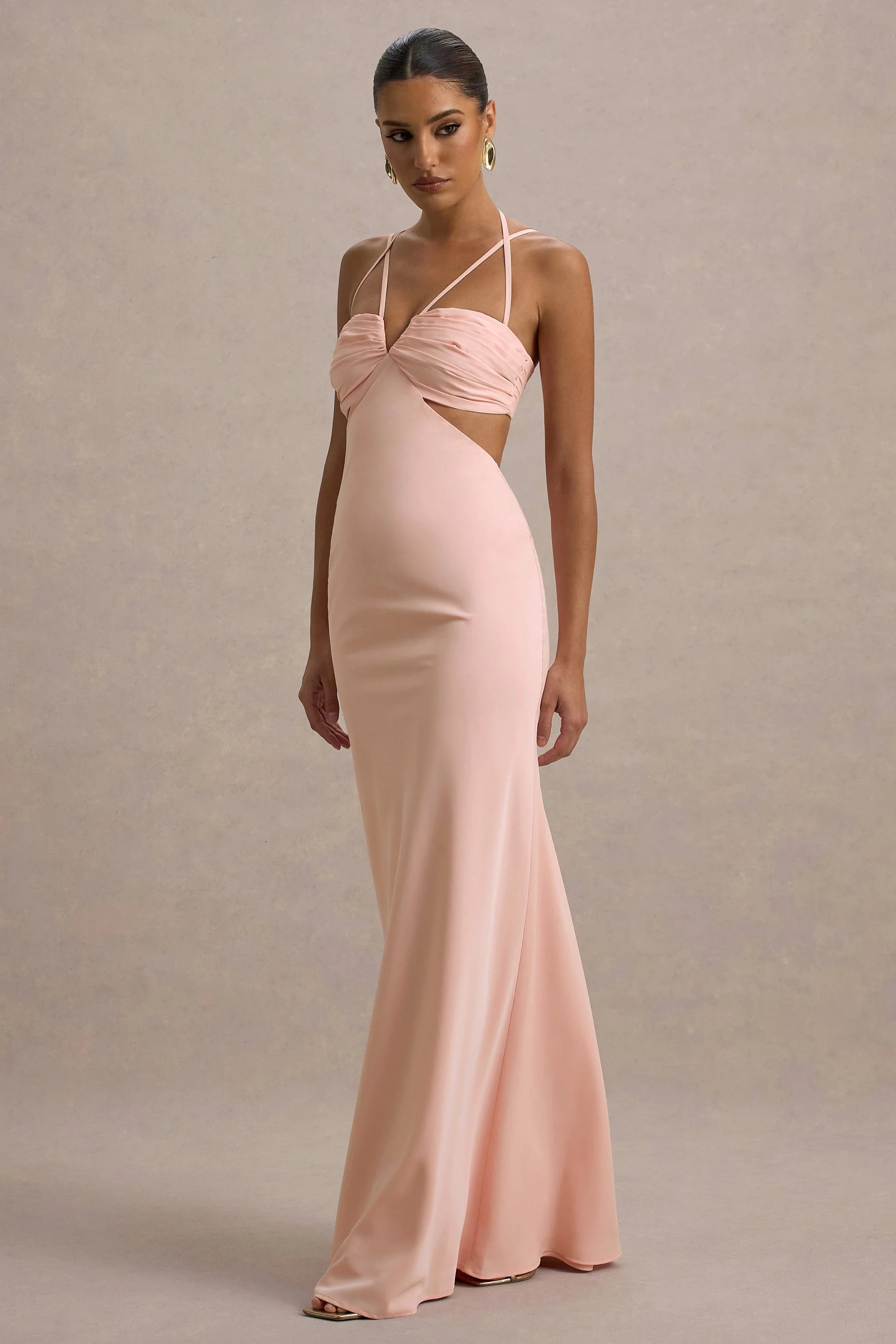 Leandra Pink Strappy Cut Out Maxi Dress