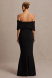Libra Black Bow Bardot Maternity Maxi Dress