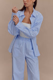 Hansen Oversized Shirt Blue Pinstripe