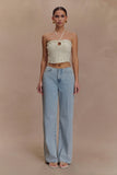 Aletta Knit Pearl Halter Top Ivory