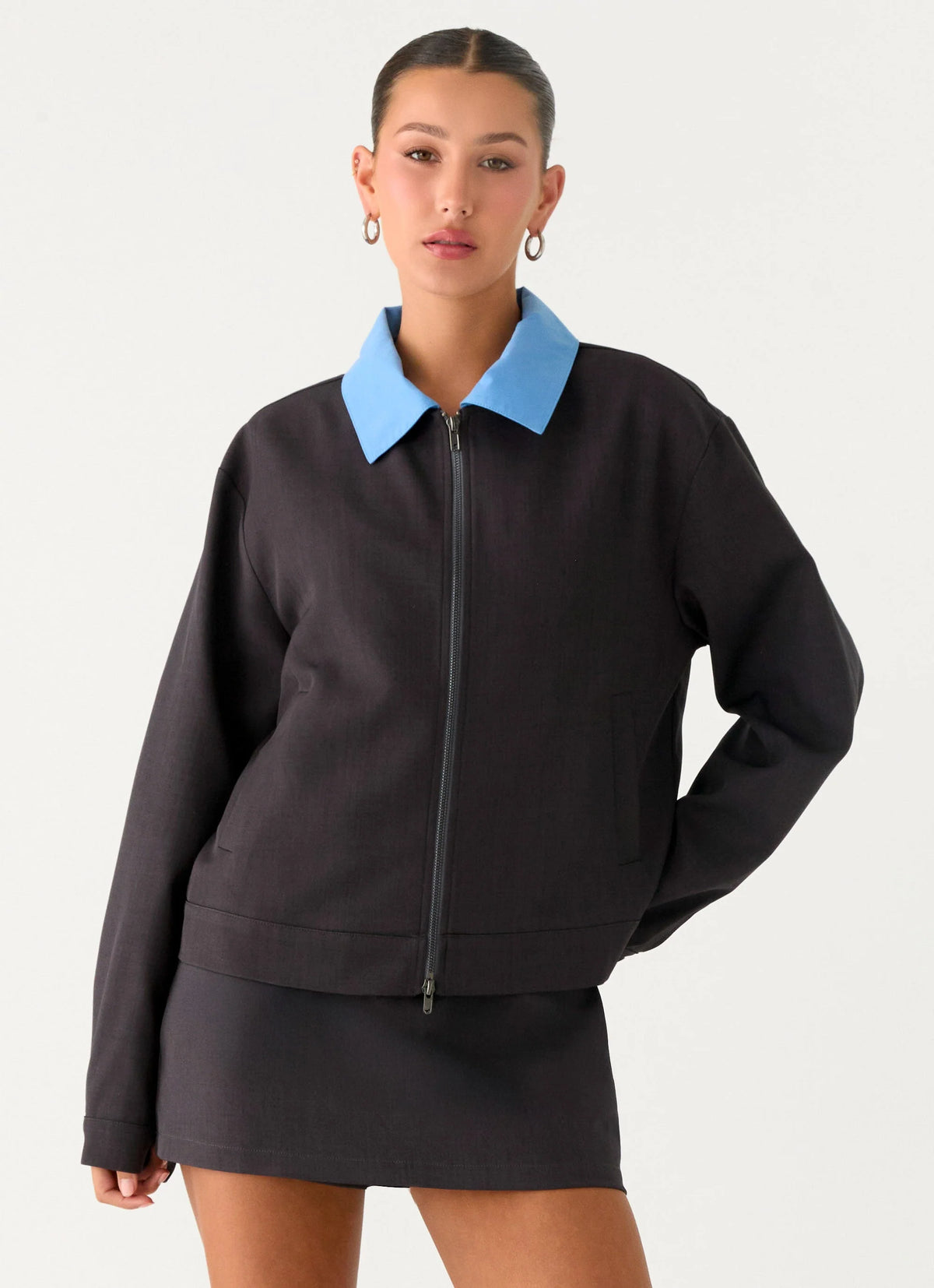 Harlee Poplin Suiting Jacket Charcoal