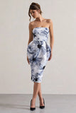 Chateau Mono Print Bandeau Midi Dress