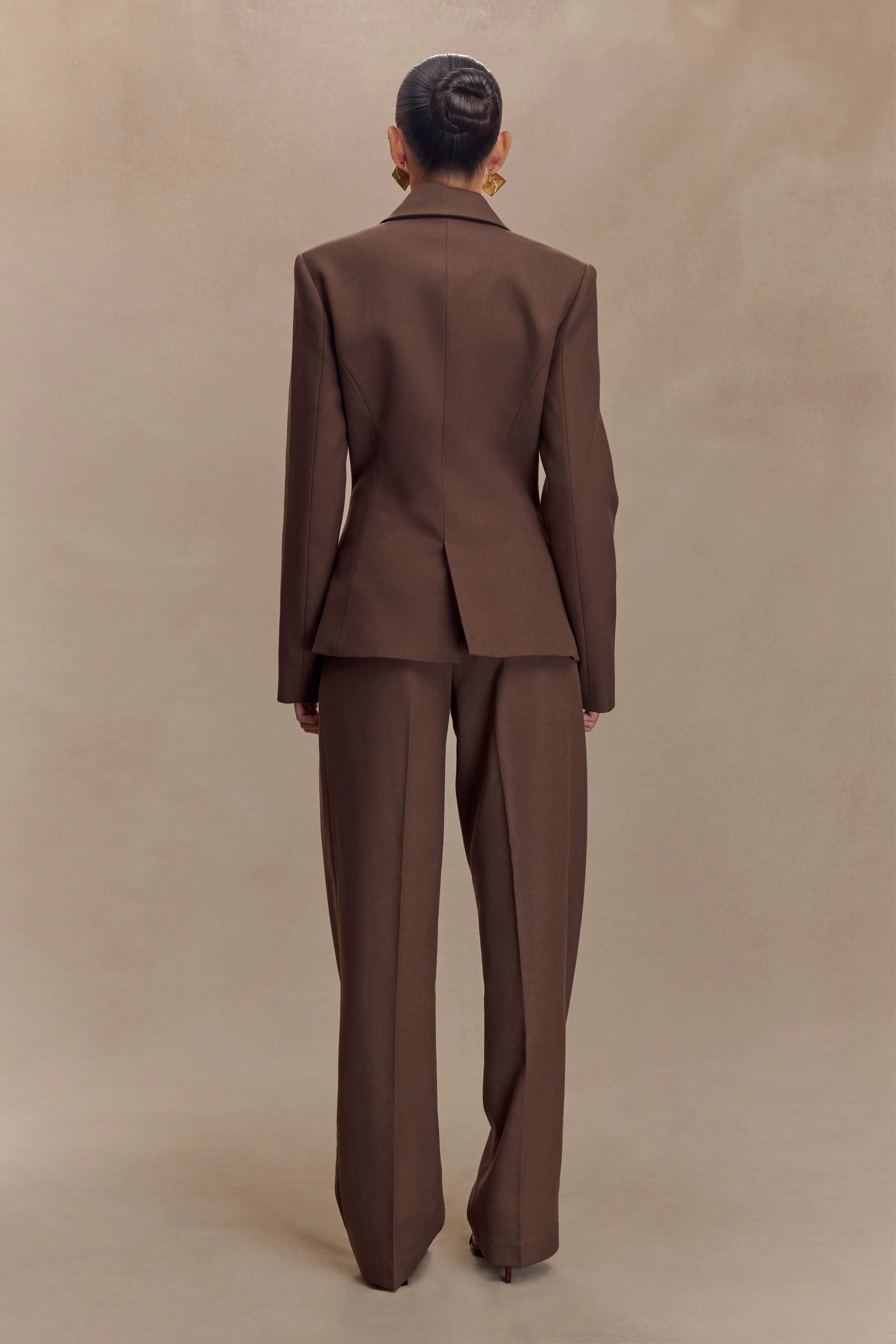 Penelope Pleated High Waisted Pants Chocolate