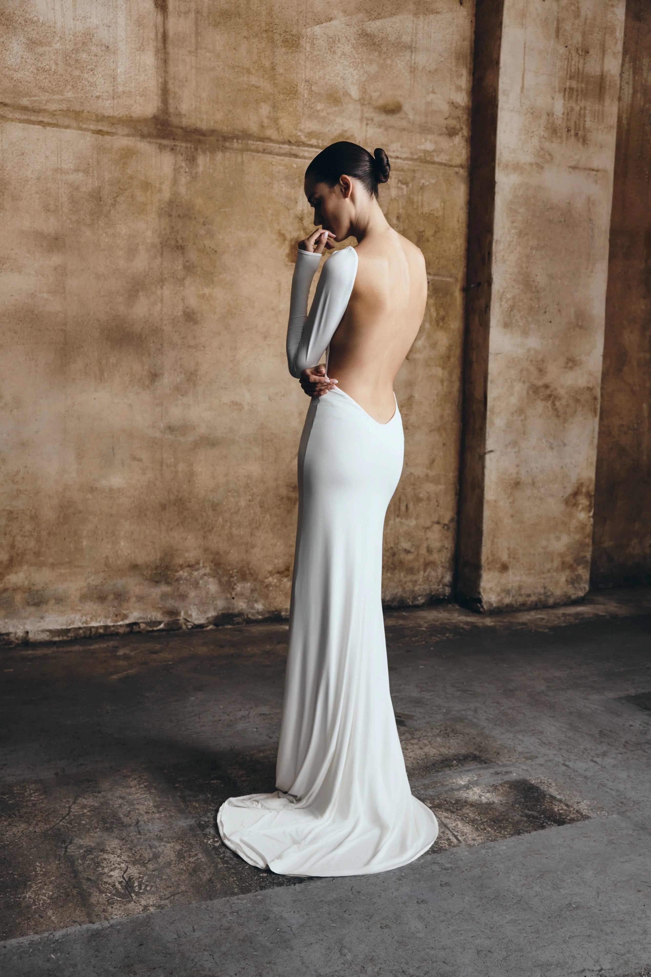 Marlene Slinky Low Back Maxi Dress White
