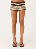 Helia Knit Mini Shorts Chocolate Olive Stripe