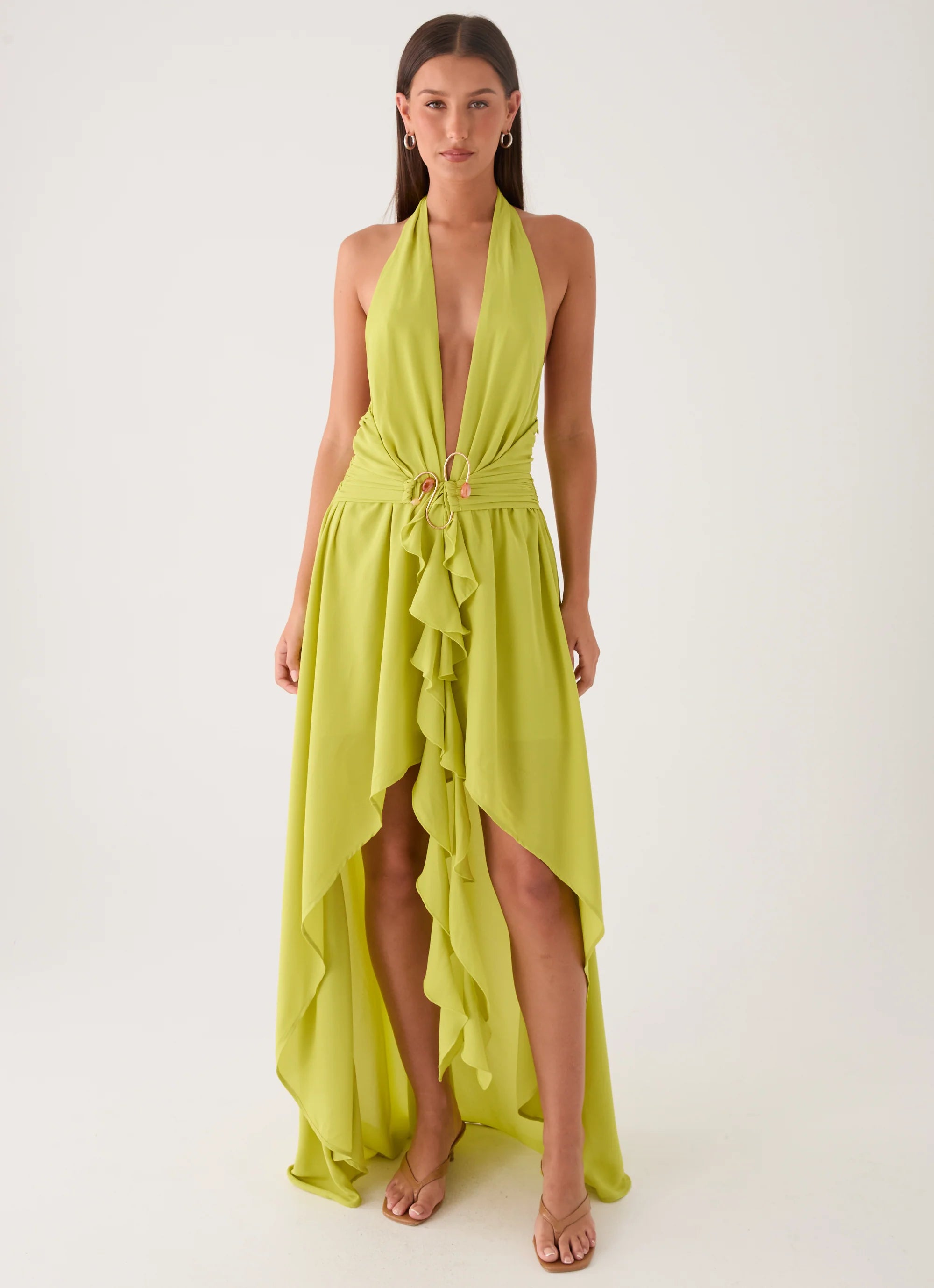 Sinead Halter Maxi Dress Lime