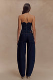 Oakley Strapless Scallop Denim Top Indigo Blue