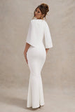 Kianne White Draped Short Sleeve Maxi Dress