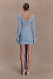 Electra Slinky Lace Mini Dress Pale Blue