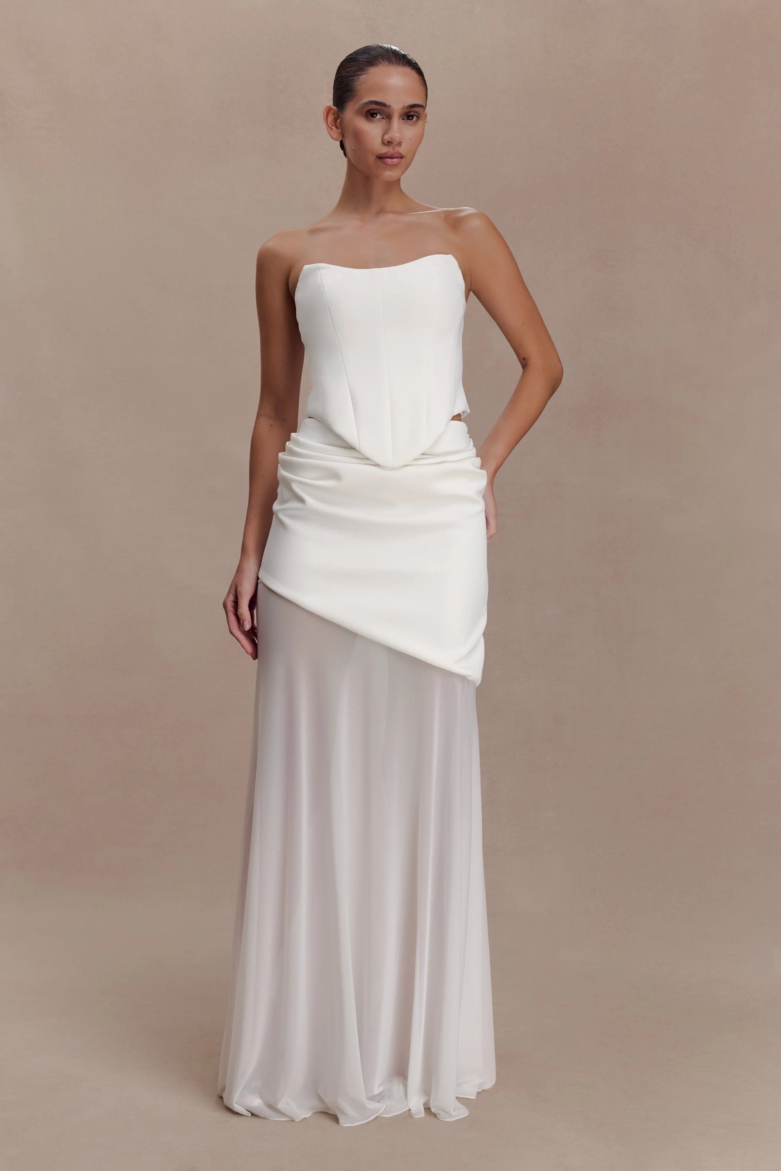 Karina Strapless Scuba Corset White
