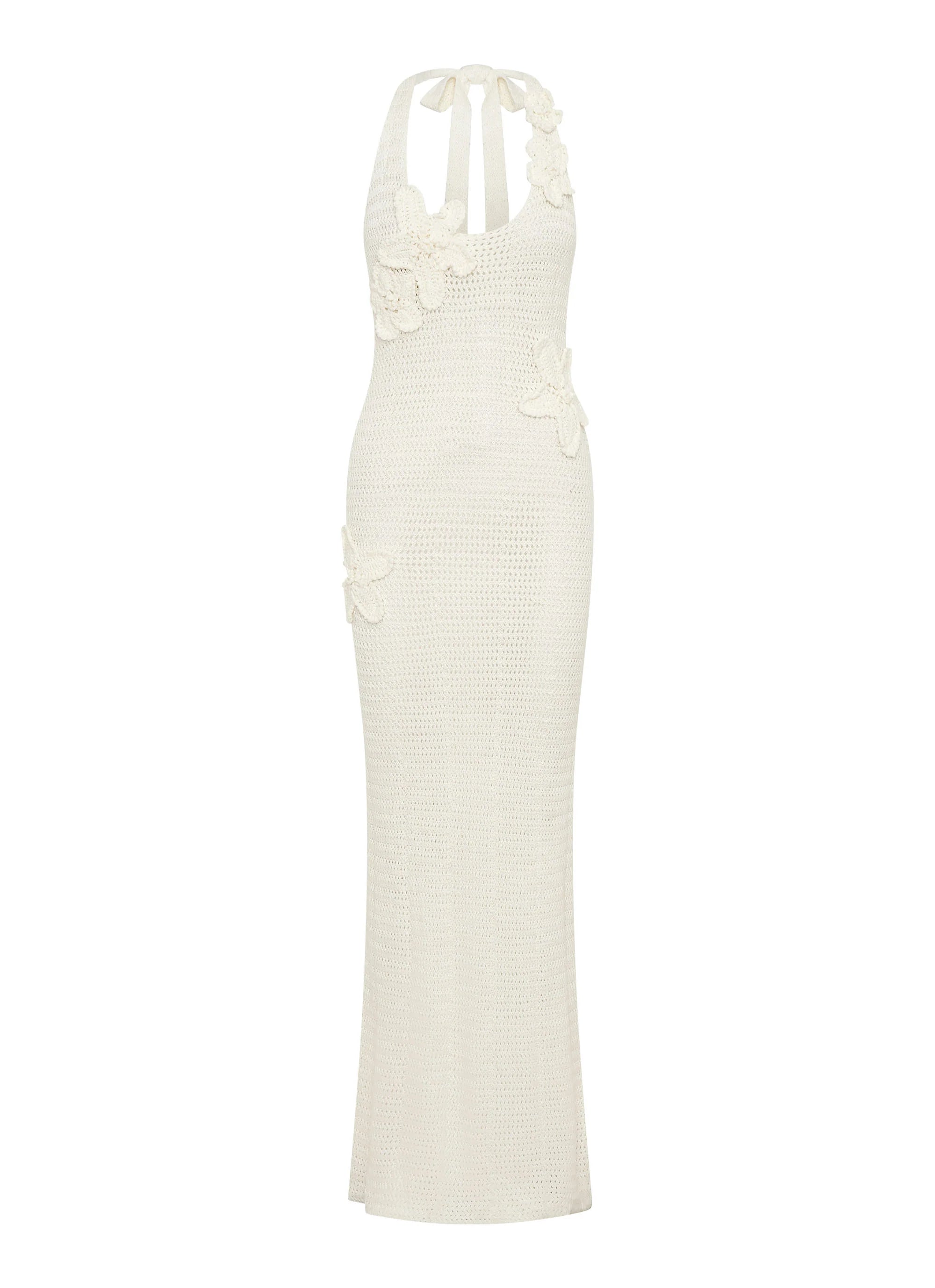 Novalee Flower Crochet Maxi Dress Ivory