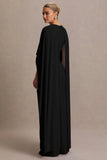 Padma Black Draped Maternity Maxi Dress With Cape Sleeves
