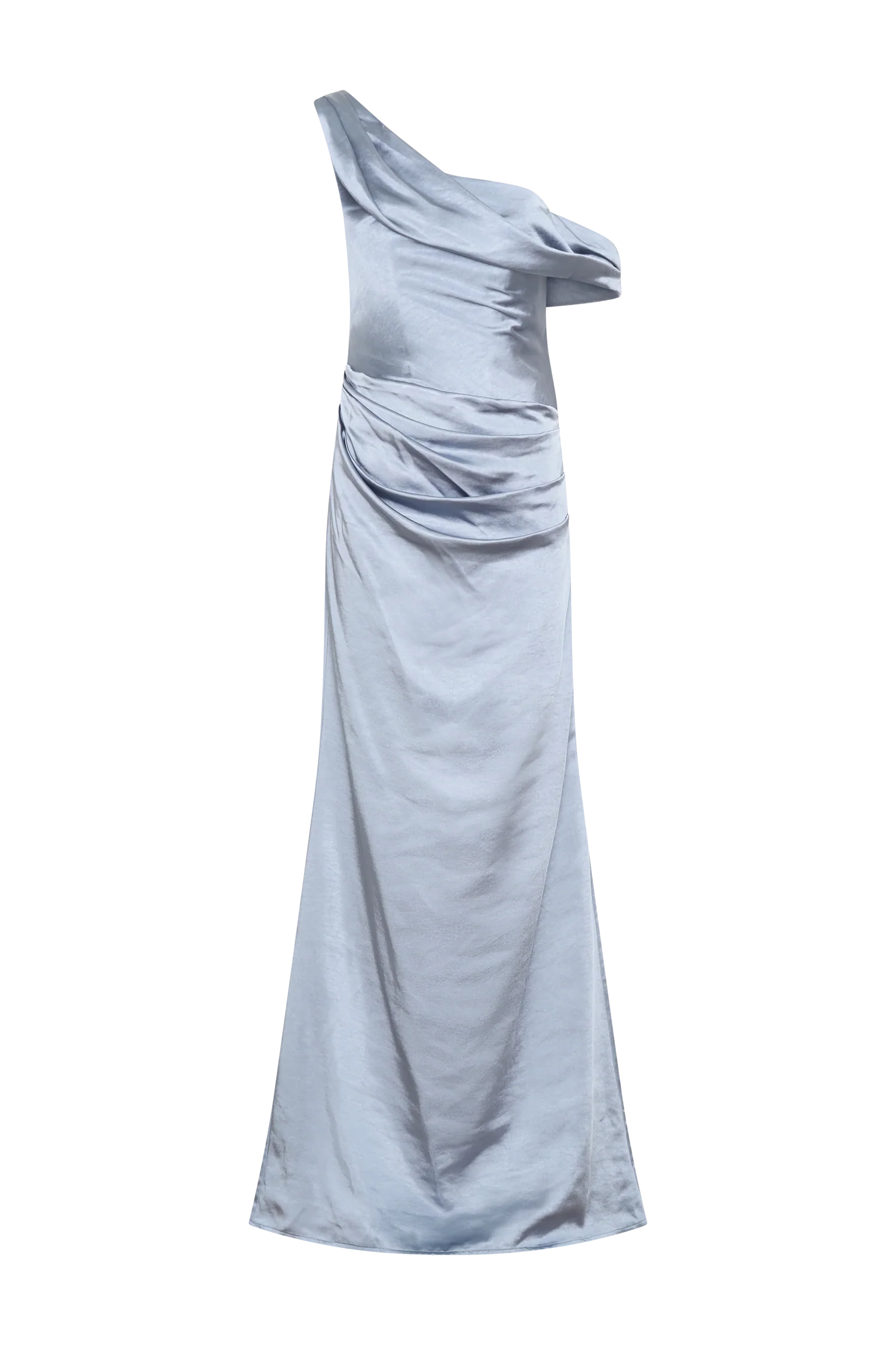 Dalia Off Shoulder Satin Maxi Dress Frosted Blue