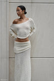 Petra Ruched Knit Maxi Skirt Ivory