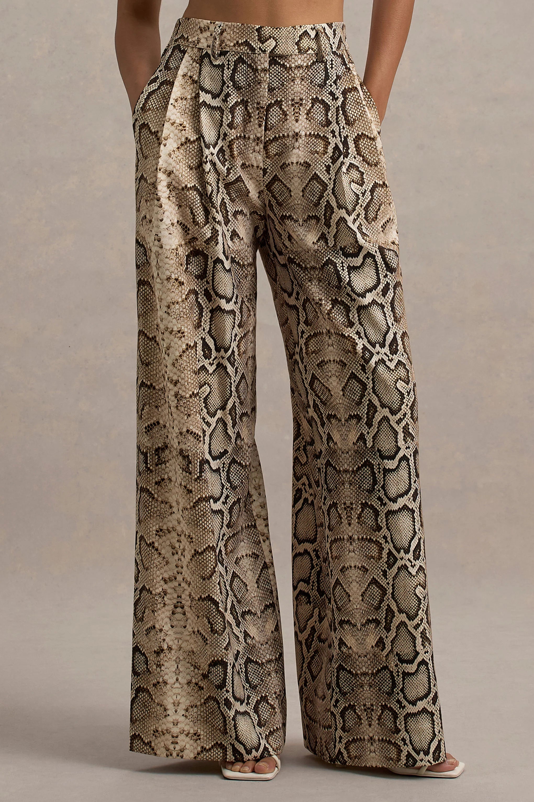 Shaniya Snake Print Wide Leg Trousers