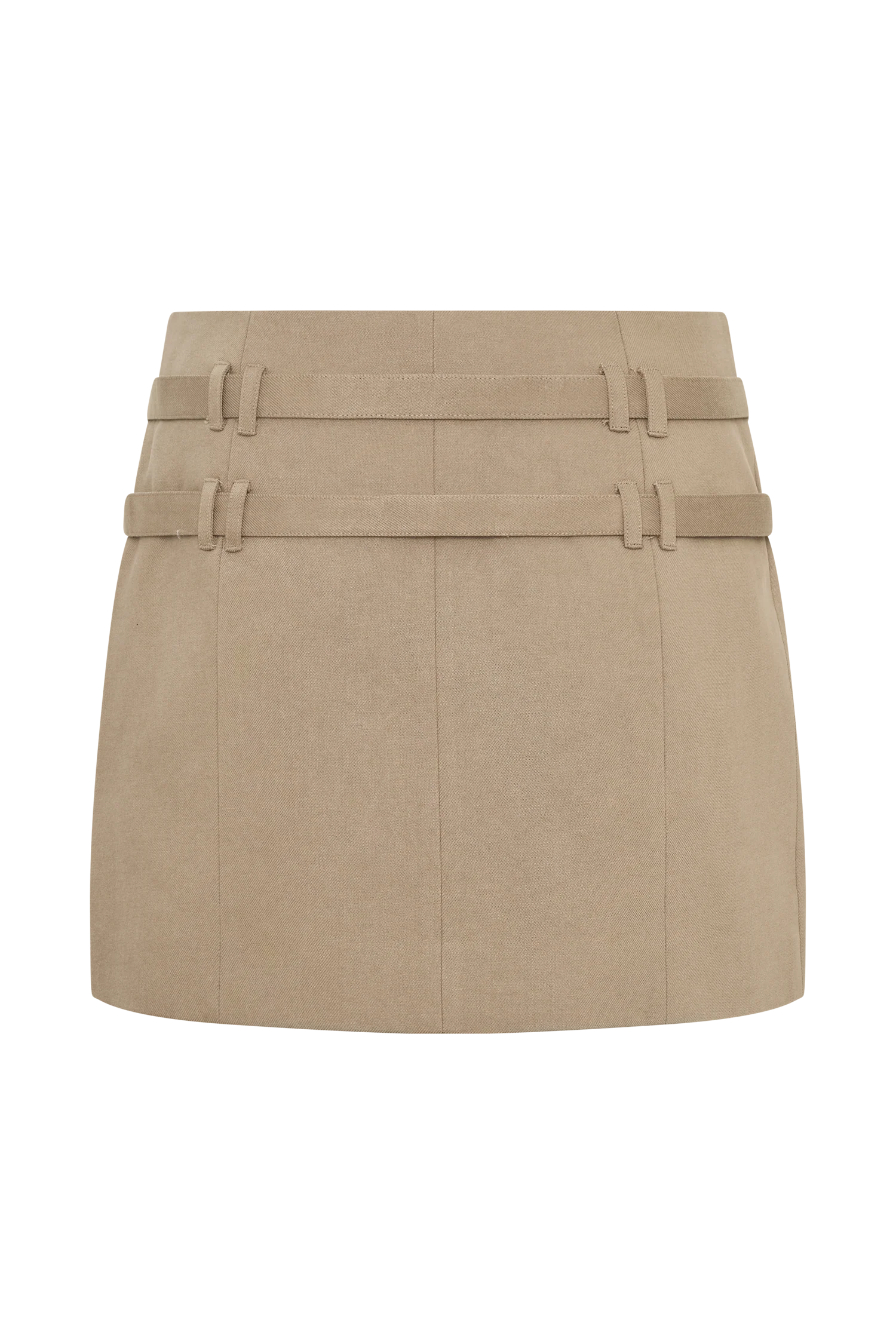 Marielle Double Belt Mini Skirt Taupe
