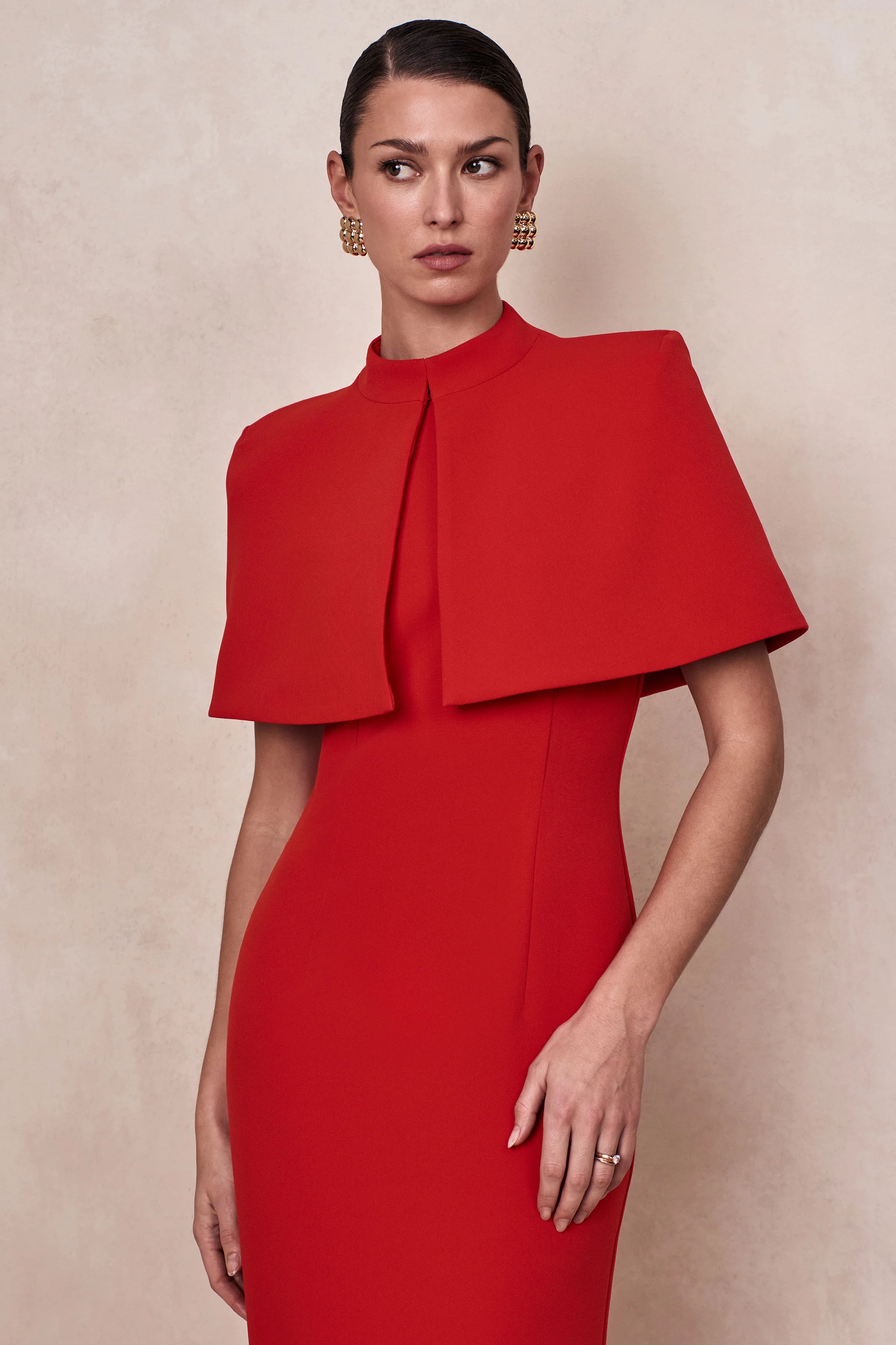 Deva Red High Neck Cape