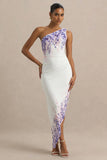 Sybil Wisteria Floral Print Asymmetric Midi Dress