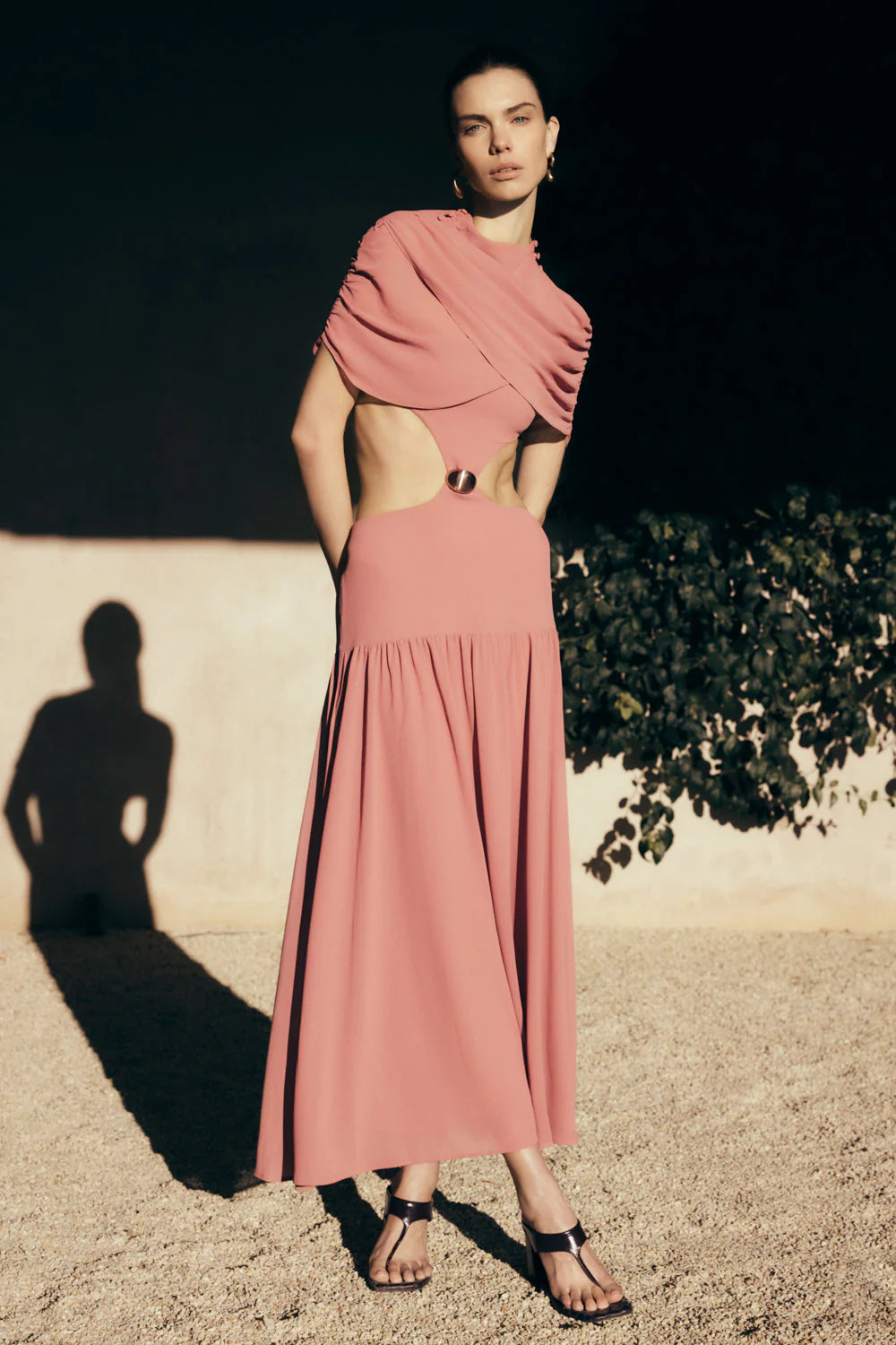 Georgina Chiffon Midi Dress Burnt Rose