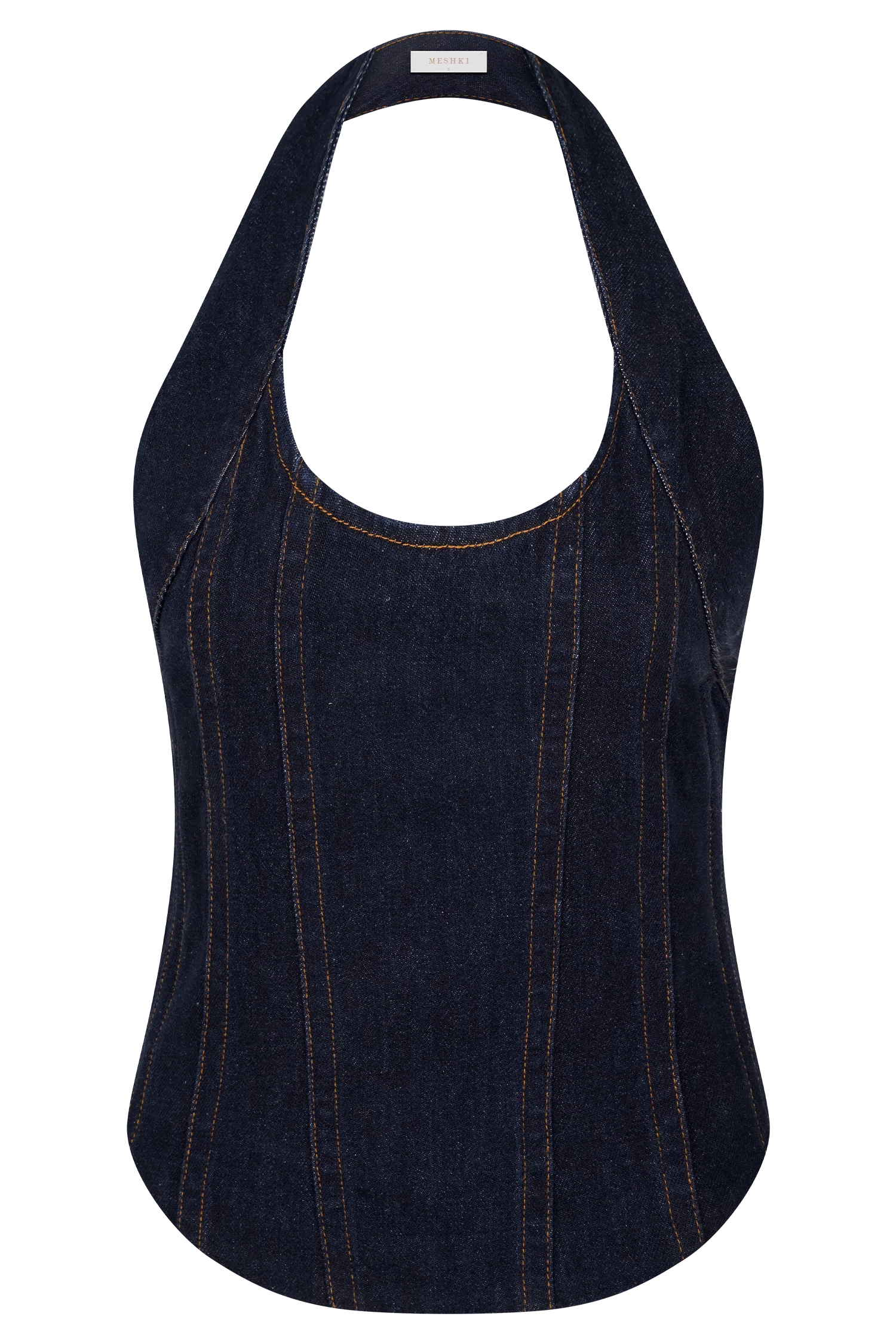 Meadow Denim Corset Halter Top Indigo Blue