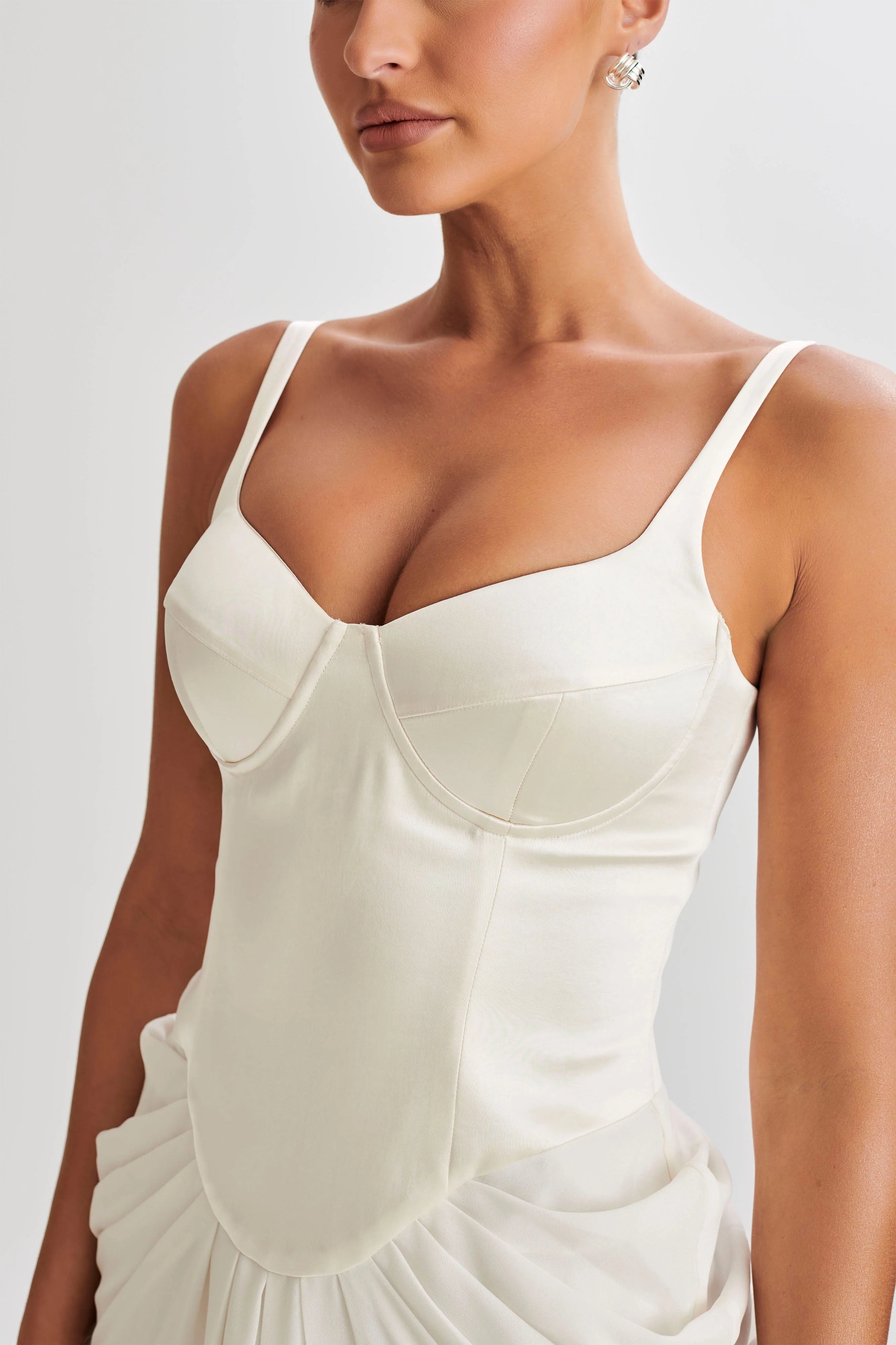 Leila Satin Corset Maxi Dress Ivory
