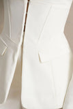 Unbeaten White Fitted Corset Blazer Jacket