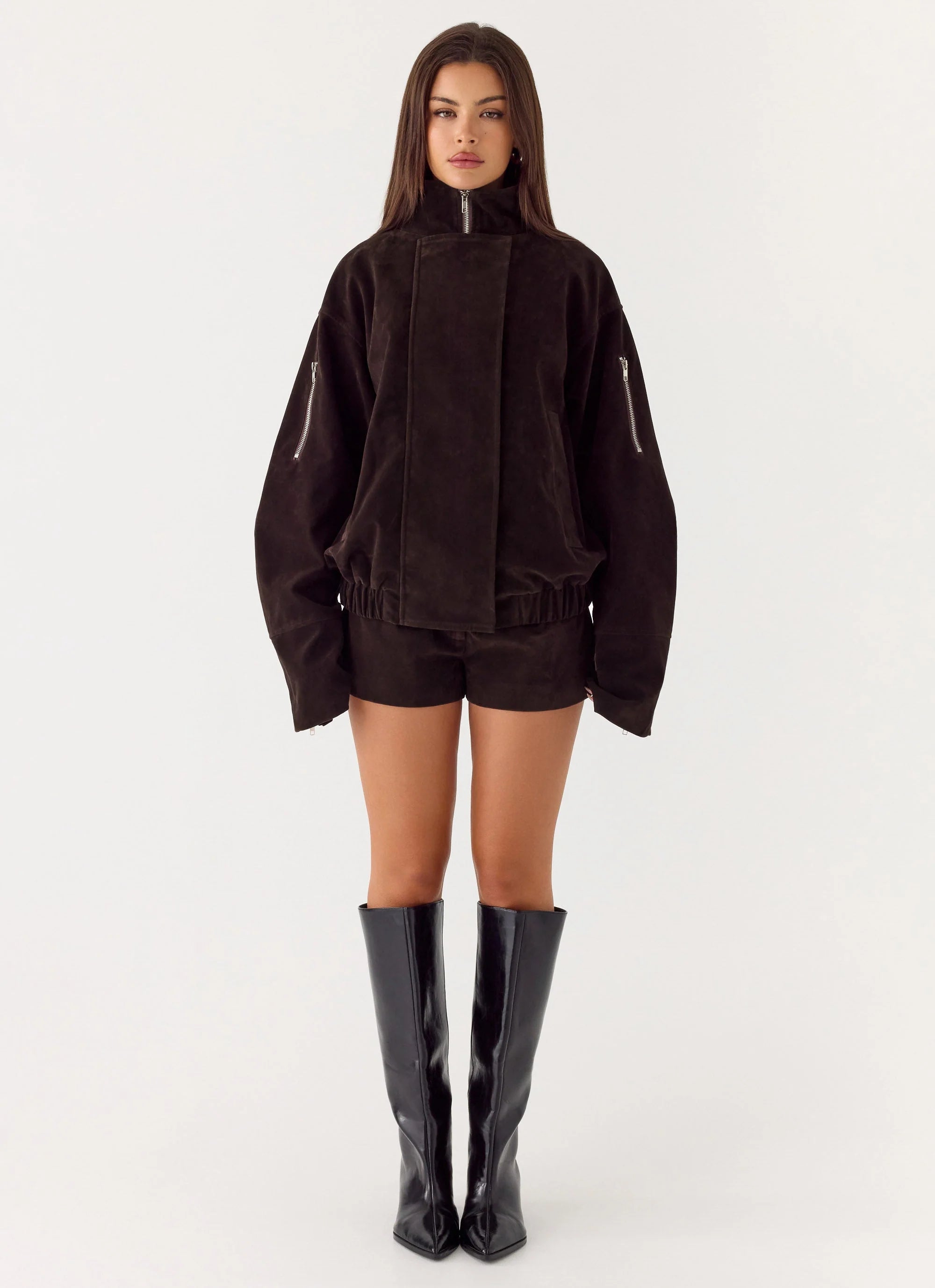 Marlow Faux Suede Jacket Chocolate