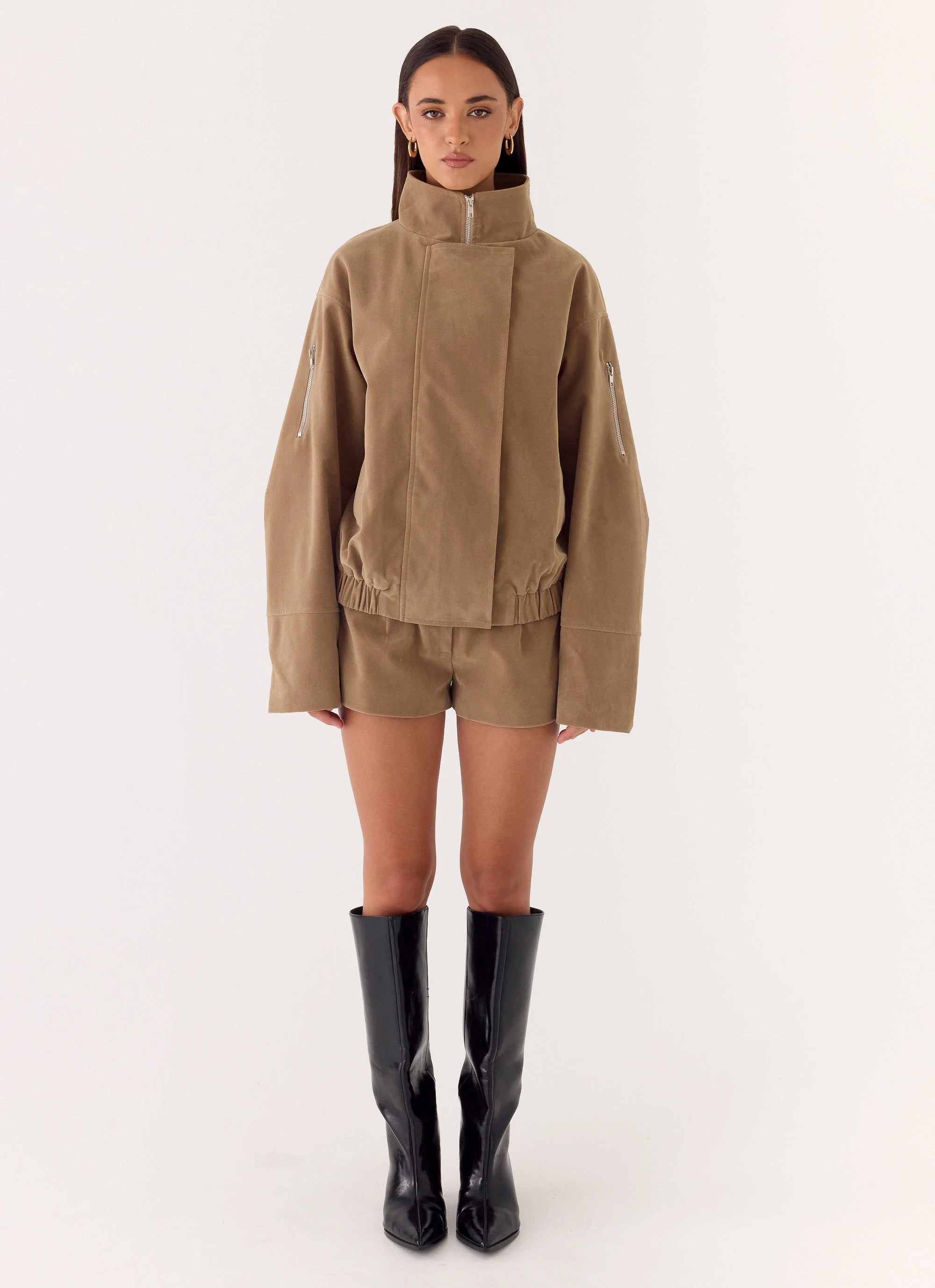 Marlow Faux Suede Jacket Taupe