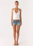 Roll Out Halter Top White