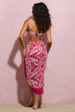 Keke Pink Porcelain Print Chiffon Draped Sarong