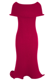 Molly Off Shoulder Knit Midi Dress Raspberry