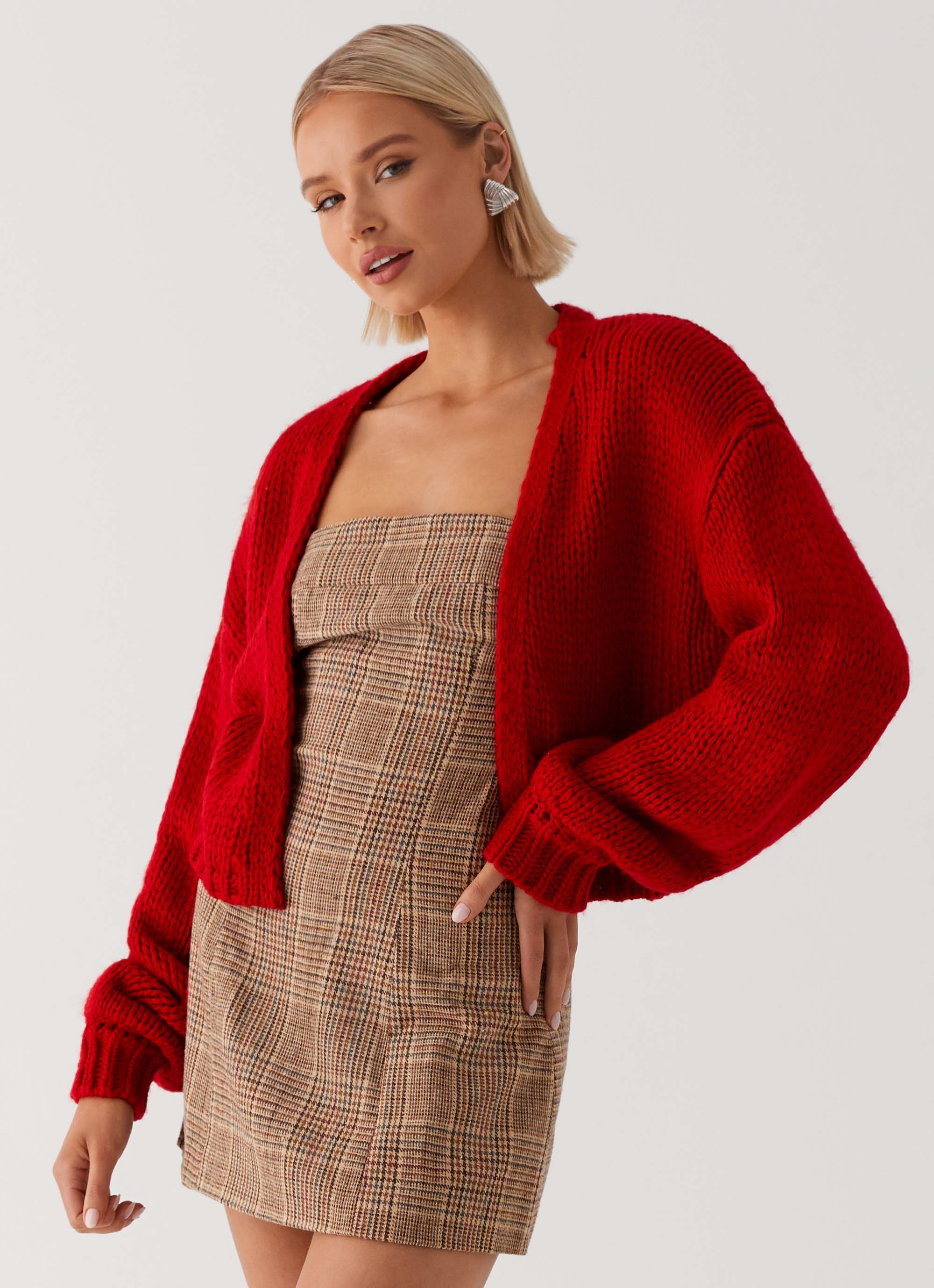 Jasleen Knit Cardigan Red