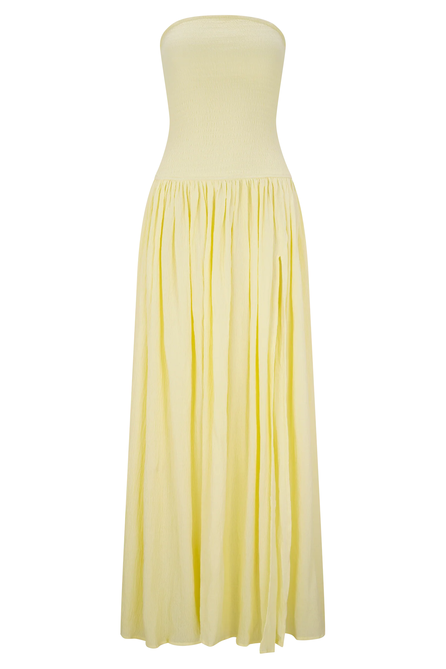 Maureen Cotton Shirring Maxi Dress Lemon