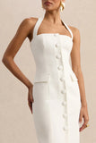 Steph White Halter Neck Tailored Maxi Dress