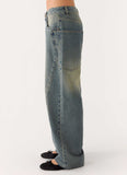 Joseph Low Rise Denim Jeans Vintage Wash Blue