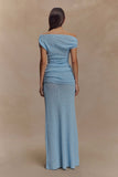 Petra Ruched Knit Maxi Skirt Light Blue