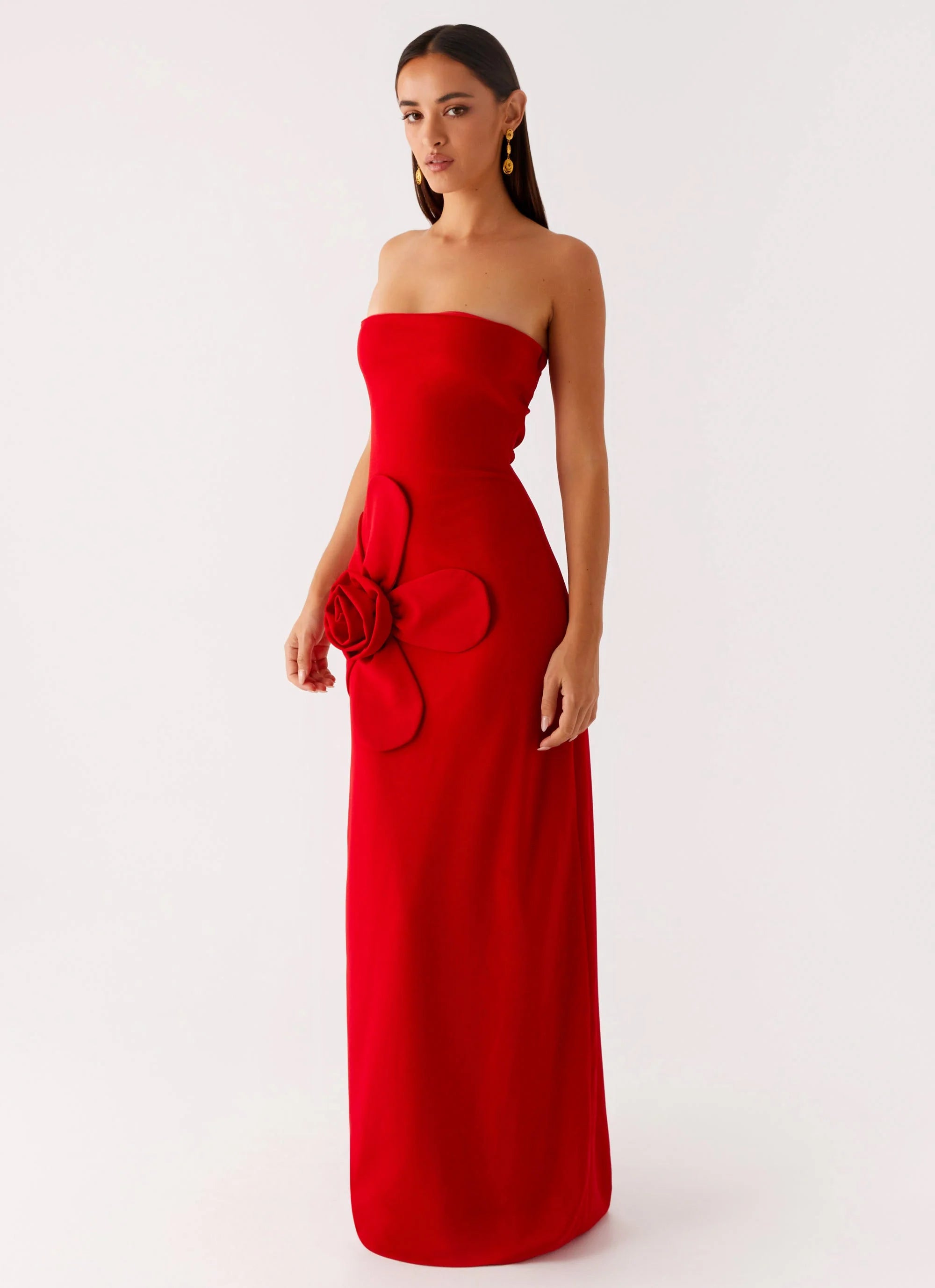 Hilton Strapless Maxi Dress Red