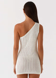 Afterglow One Shoulder Crochet Mini Dress Ivory