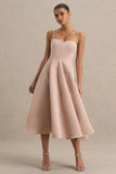 Mally Rose Pink Satin Sweetheart A Line Midi Dress