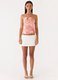Julienne Beaded Top - Coral