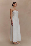 Maureen Broderie Strapless Maxi Dress White