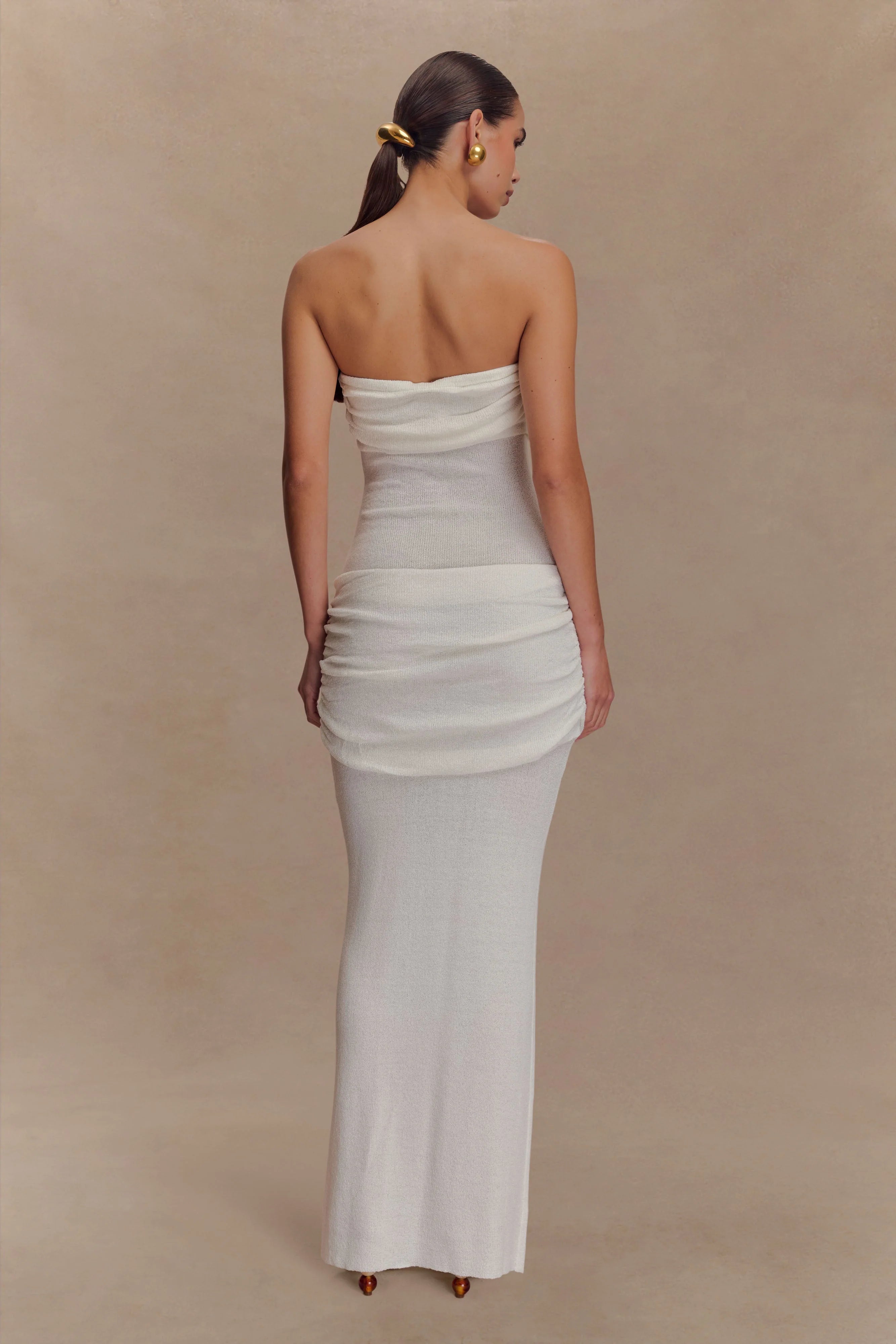 Elora Strapless Knit Maxi Dress Ivory