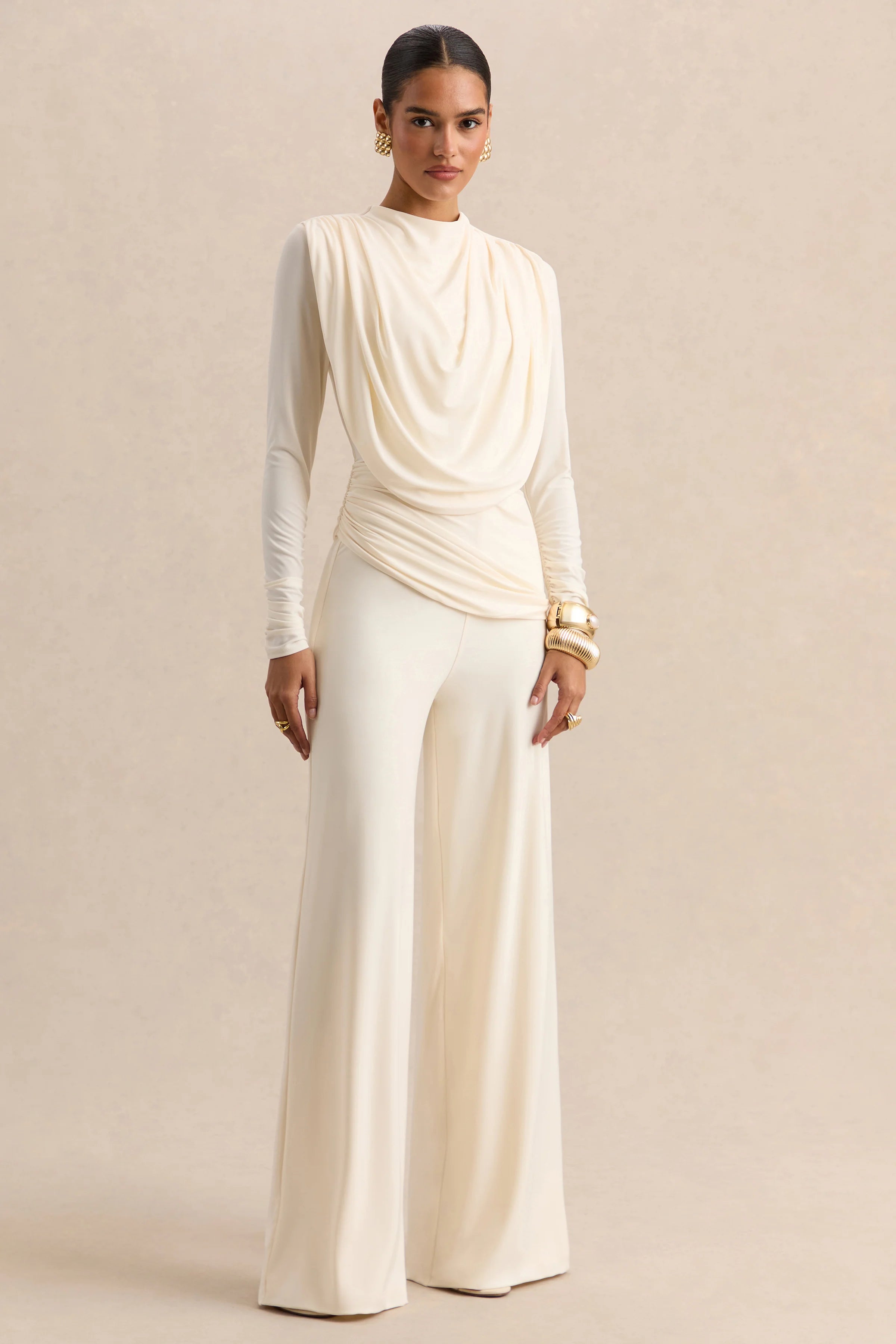 Safirra White Wide Leg Trouser