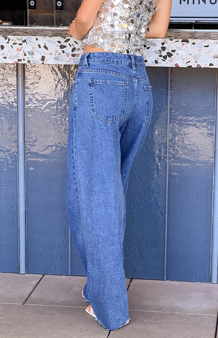 Shes Yours Mid Wash Denim Wide Leg Boyfriend Jeans
