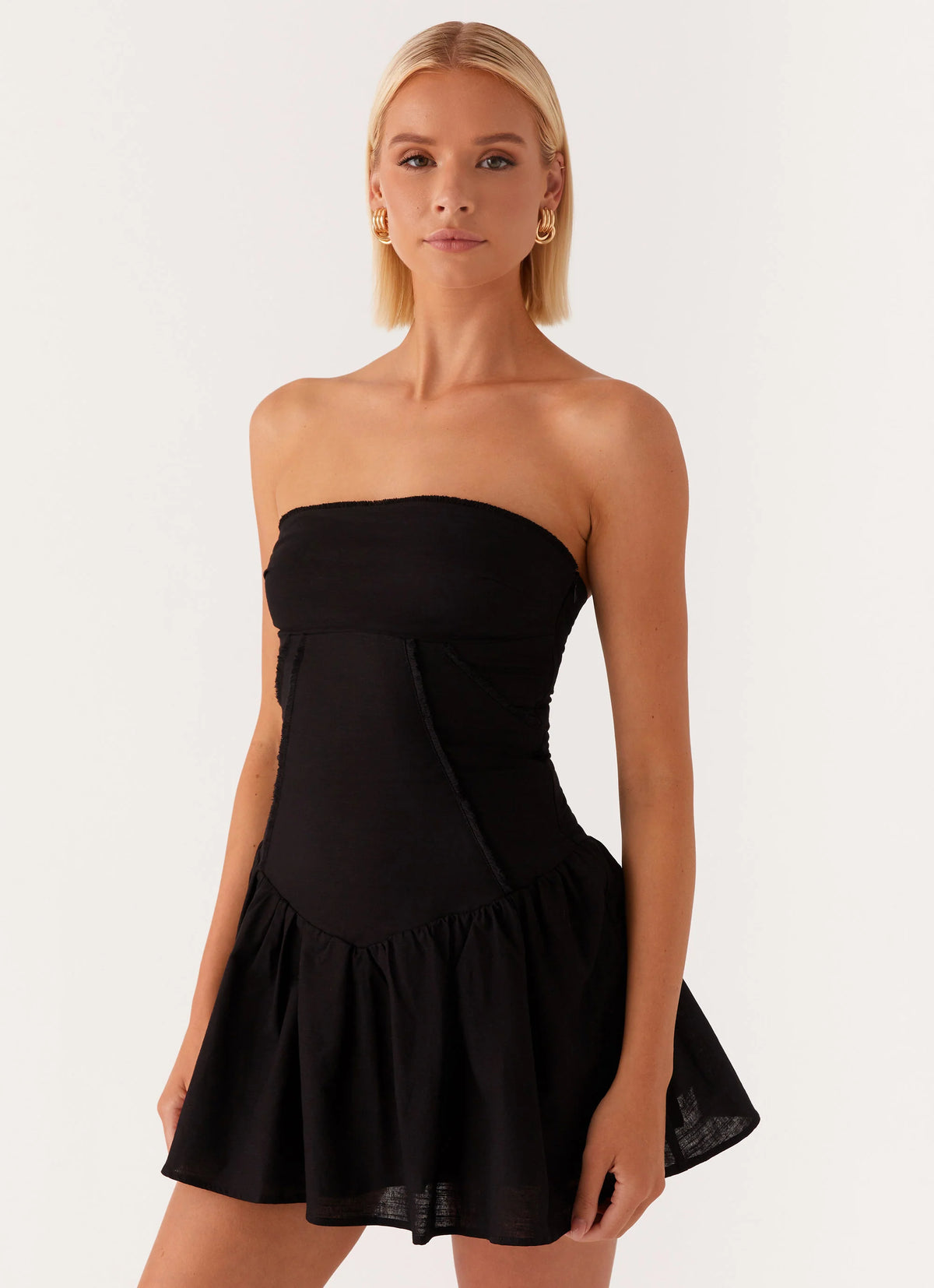 Larnie Linen Mini Dress Black