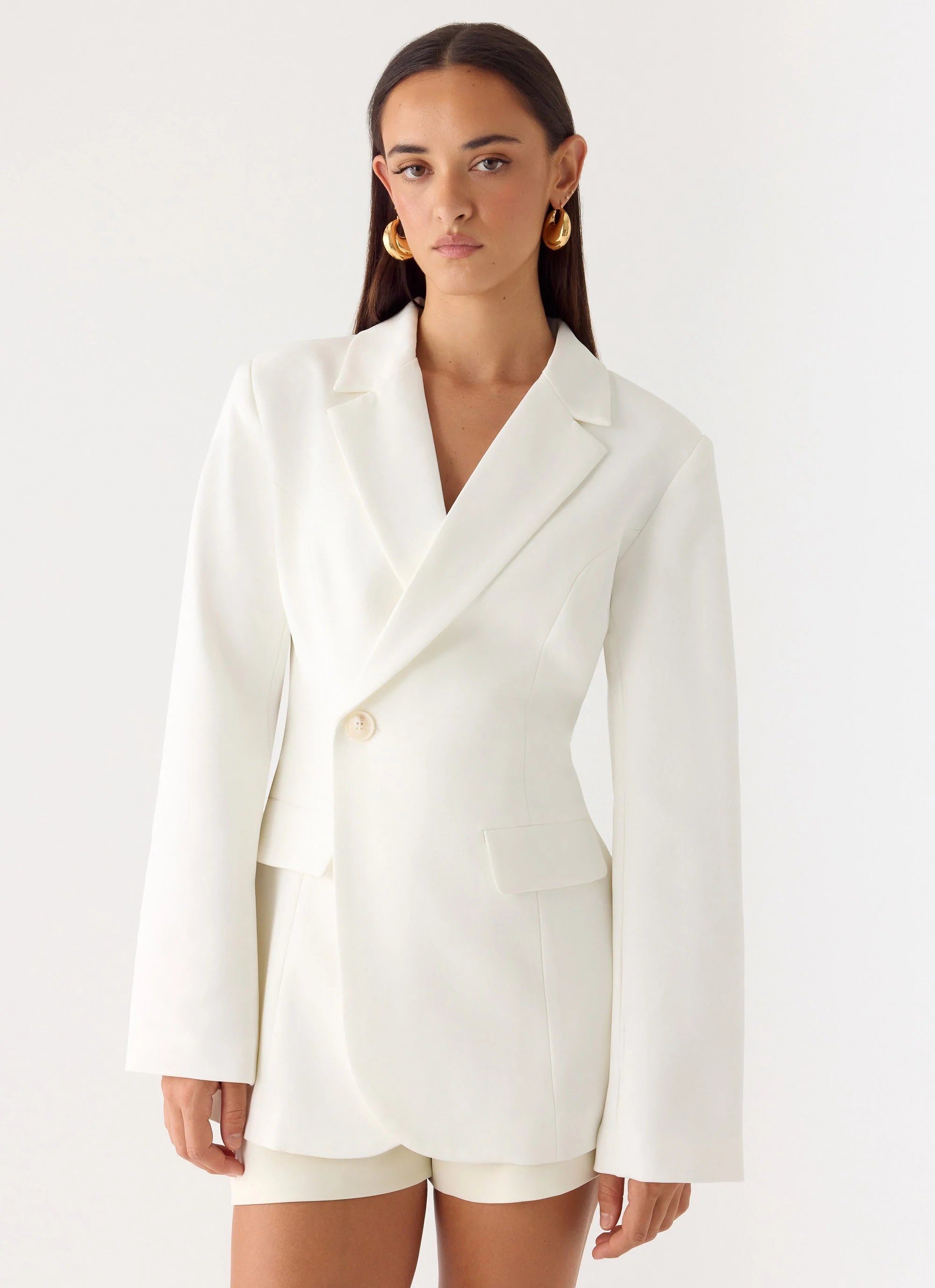 Culver Cinched Blazer White