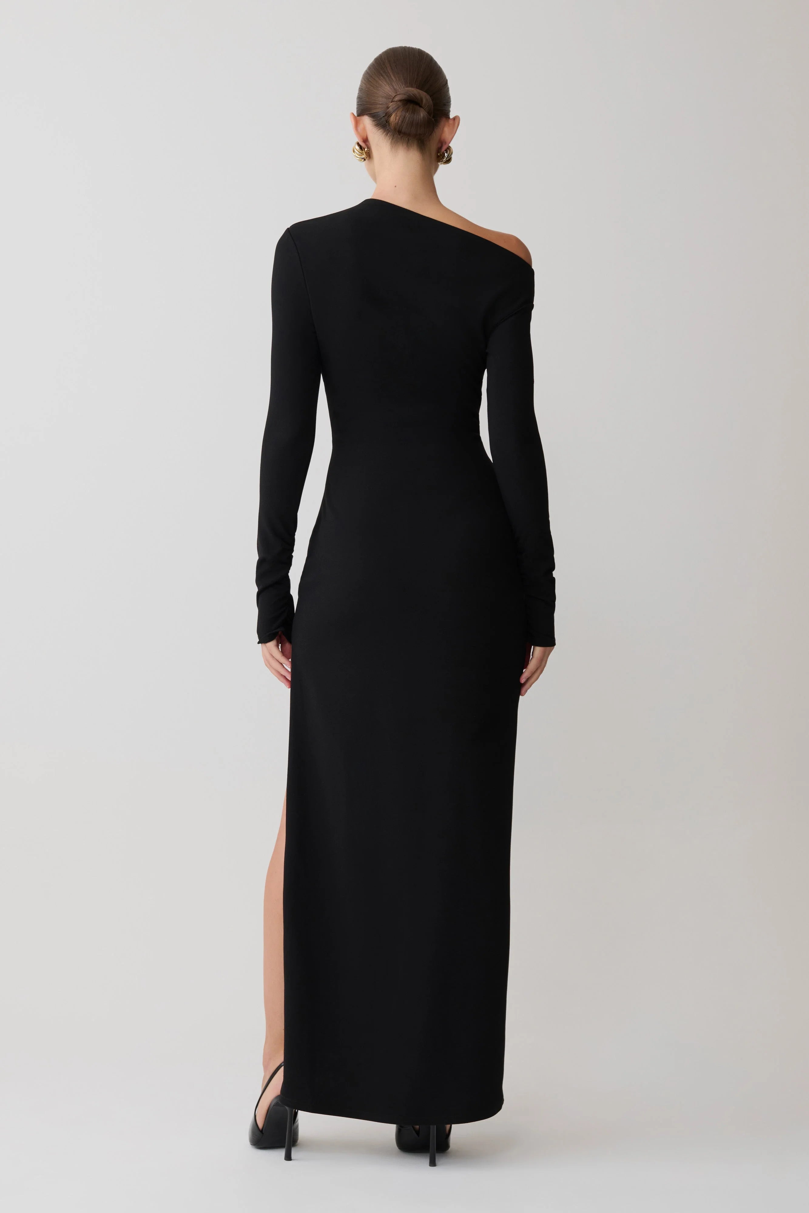 Thalyn Crepe Maxi Dress With Split Black