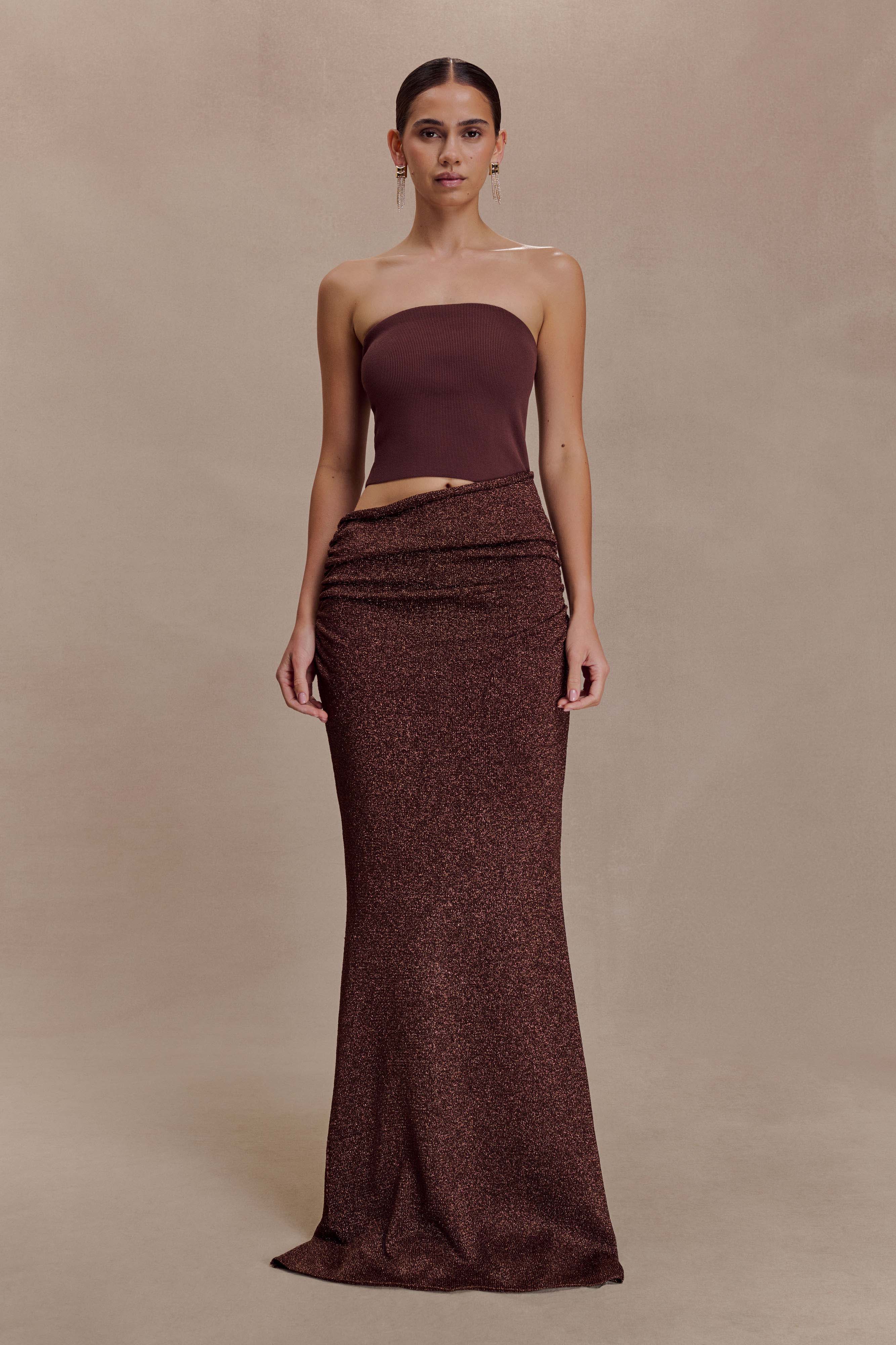 Jasiel Strapless Knit Maxi Dress Chocolate